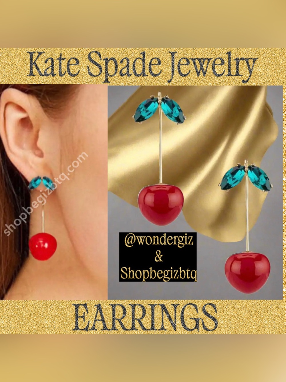 Kate Spade Authentic Ma Cherie Cherri’s Ohh La La Playful Drop Earrings
